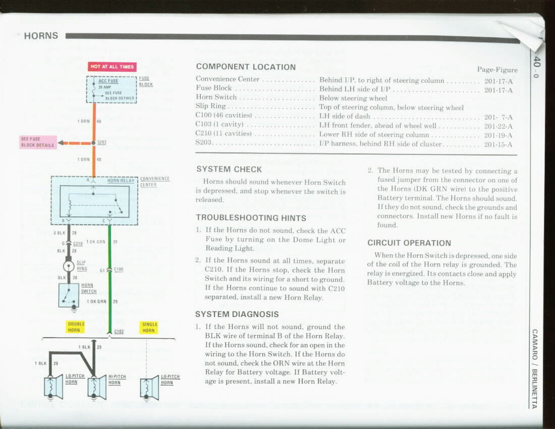 86 U0026 39  Camaro Horn Wiring Diagram